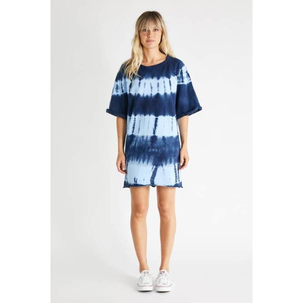 Etica Blue Tie Dye 1/2 Sleeve T-shirt‎ Dress Sz S Boho Beachy Relaxed Casual